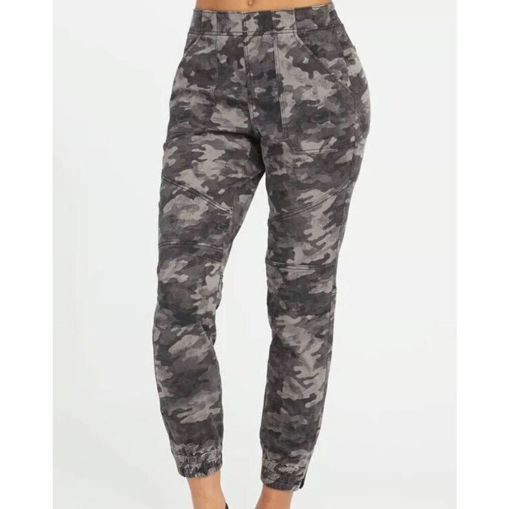 Spanx Pants Women's XS Grey Black Watch Stretch Twill Utility Joggers Comfort